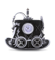 Steampunk Metallic Scientist Time Traveler Top Hat – Silver