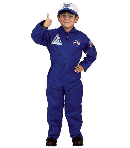 Children's Blue NASA Flight Suit With Embroidered Cap